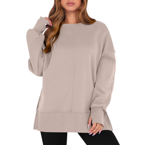 Damen-Kapuzenpullover in Übergröße, langärmeliger-Khaki L