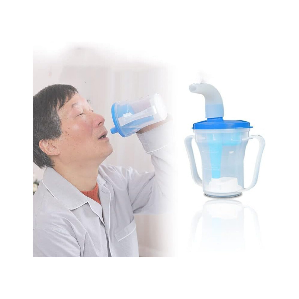 Dysphagia Cup for Elderly 250ml, Spill Proof Drinking Cup with EasyGrip Dual Handles and Adjustable Sip Volume