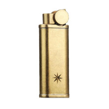 Vintage Brass Butane Refillable Lighter for Men, Adjustable Flame, Thumb Press Ignition, Gift Idea