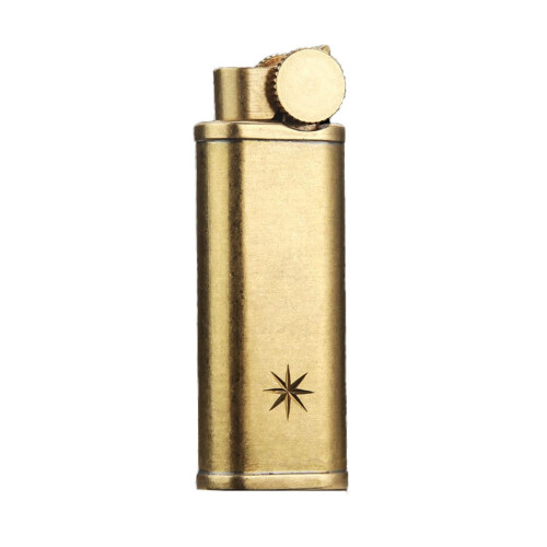 Vintage Brass Butane Refillable Lighter for Men, Adjustable Flame, Thumb Press Ignition, Gift Idea