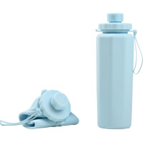 Collapsible Water Bottle 600ml Silicone Foldable Leakproof BPA Reusable for Travel Hiking Camping