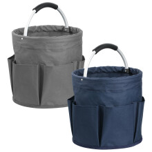 17L Foldable Cleaning Caddy with Multi Pockets, Durable Storage Basket for Garden and Bathroom, 2 Pack Dark Gray and Navy Blue