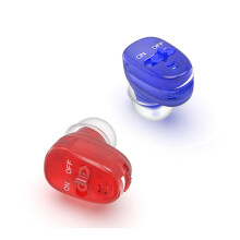 Invisible Rechargeable Hearing Aids for Seniors Adults, Mini InEar Hearing Amplifier with Noise Reduction, 2 Pack Red and Blue