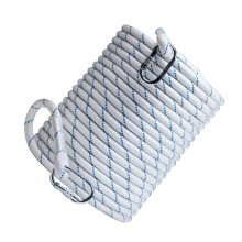 Outdoor Climbing Rope 16mm Polyester with Double Hooks, Heavy Duty 3500KG Tensile Pulling Cord 50M