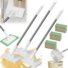Flat Mop with Reusable Microfiber Pads, 39' Telescopic Handle Wet and Dry Floor Cleaning Mop 3 Pack