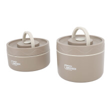 304 Stainless Steel Thermal Bento Box 2pcs Leakproof & Insulated Deep Coffee