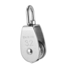 Stainless Steel Swivel Hook M32 304 Marine Pulley Block 360 Rotation AntiWear Single Sheave for Fishing