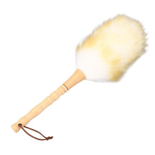 Lambsfaux wool Duster with Long Wooden Handle, Soft Bristles for Piano and Home Cleaning