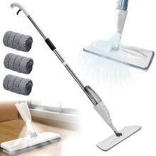 360 Rotating 2 in 1 Spray Mop for Hardwood and Tile Floors, Refillable Microfiber Floor Cleaning Mop with 40CM Wide Head and 3 Pads