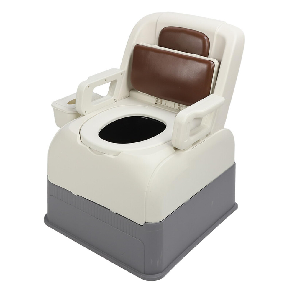 Bedside Commode Chair for Elderly, Soft Padded Seat with Handles, Stable AntiSlip Base and Detachable Handrail