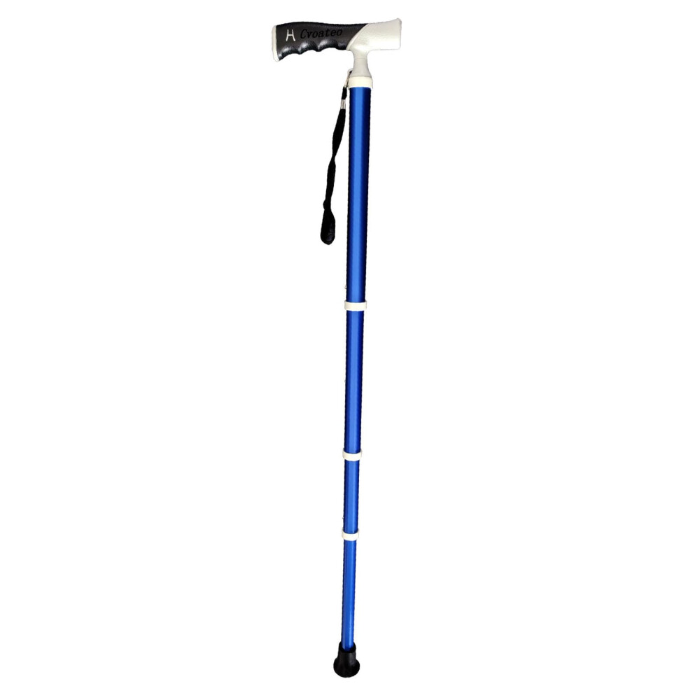 Blue Adjustable Walking Cane And Collapsible Trekking Pole, Dual Handle Lightweight Foldable Stick 38Â105Cm