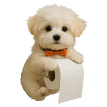 Cute Dog Toilet Paper Holder Wall Mounted Resin Puppy Roll Dispenser for Bathroom Decor