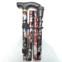Folding Walking Cane for Seniors, Adjustable Height Stick with Ergonomic THandle and Floral Black Design