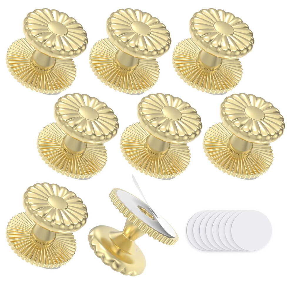 Adhesive Cabinet Knobs 8 Pack Gold, NoâDrill Zinc Alloy Self Stick Drawer Handles For Furniture Doors 9351714452403