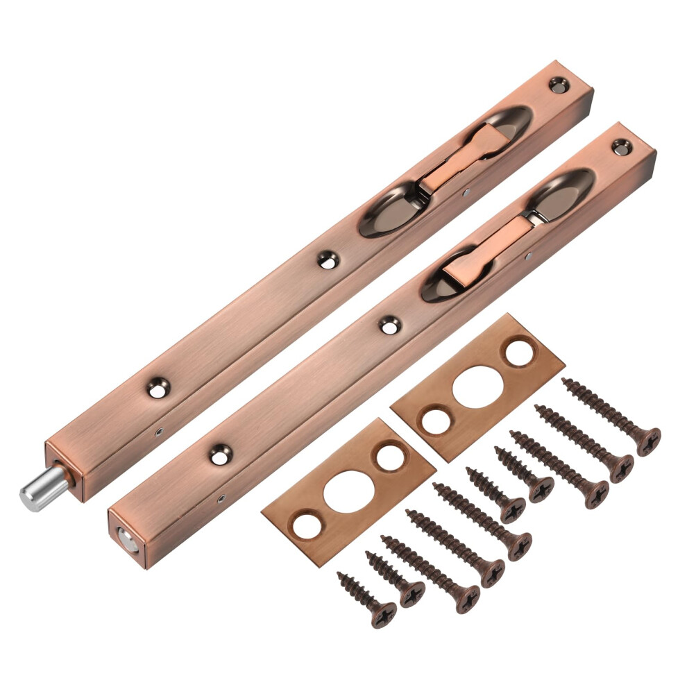 2Pcs Stainless Steel Door Bolt Latch 10 Inch Red Bronze Slide Lock For Double Door Smooth Lever Action 9351714452502