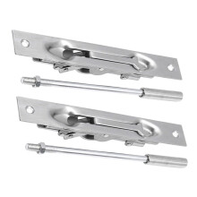 2 Sets Stainless Steel Door Flush Bolts Secure Slide Latch Lock for French and Composite Double Doors