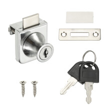 Glass Cabinet Lock No Drill Zinc Alloy Display Showcase Lock for 5–8mm Glass Door with Keys