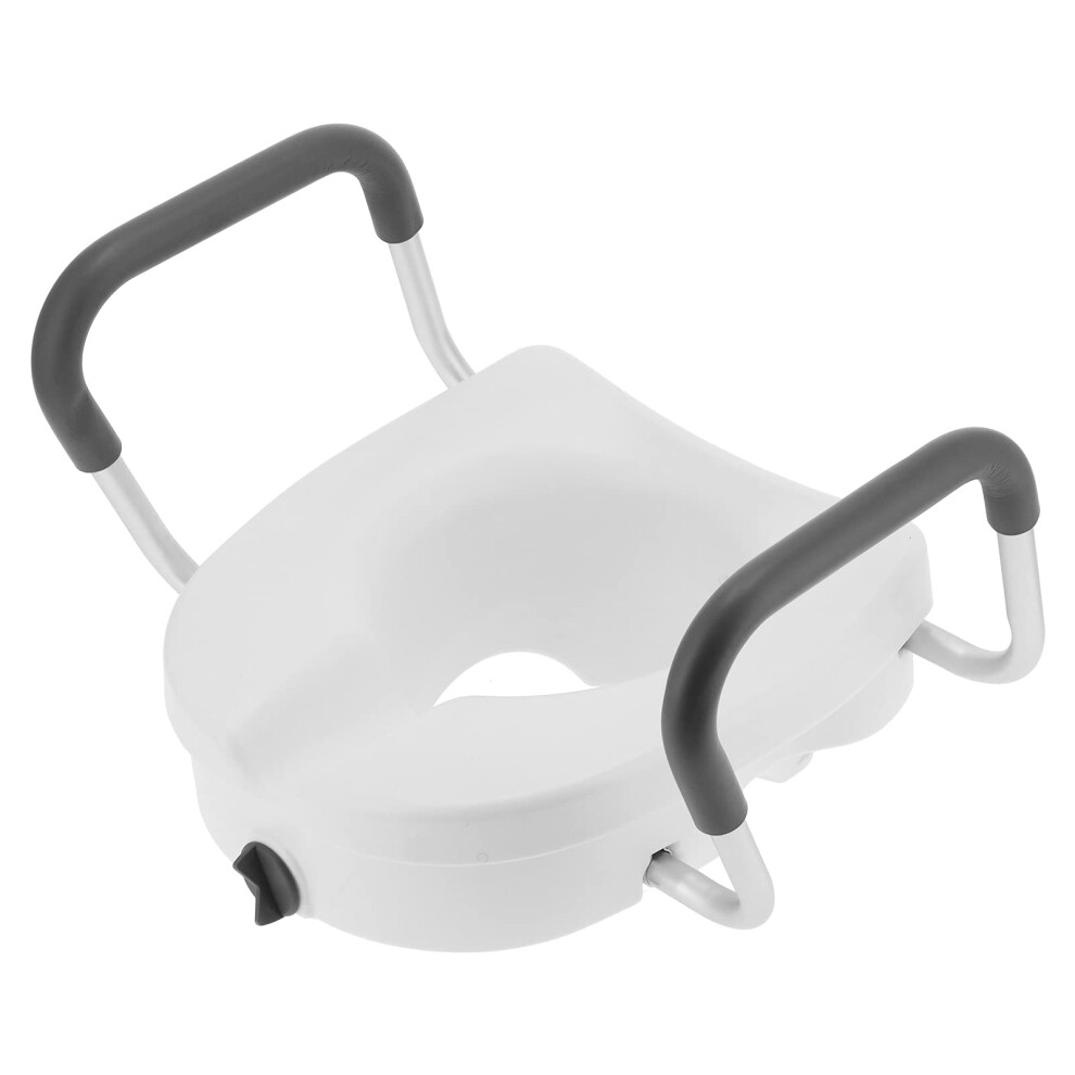 Raised Toilet Seat with Arms for Elderly, Height Adjustable, Non Slip Armrests, Universal Fit