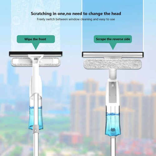3 in 1 Window Cleaning Kit with Built‑in Spray System, Telescopic Handle and Replaceable Microfiber Pads 2