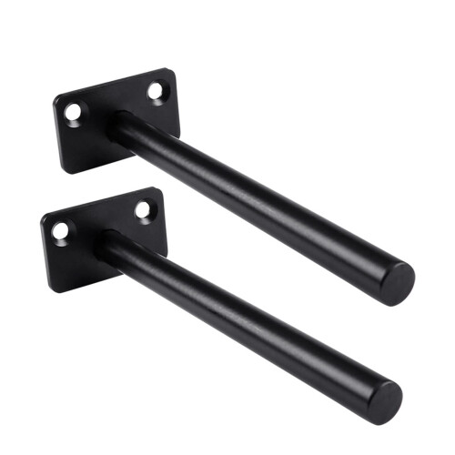 4PCS Heavy Duty Floating Shelf Brackets Hidden Support Design Adjustable Metal Wall Mount Black
