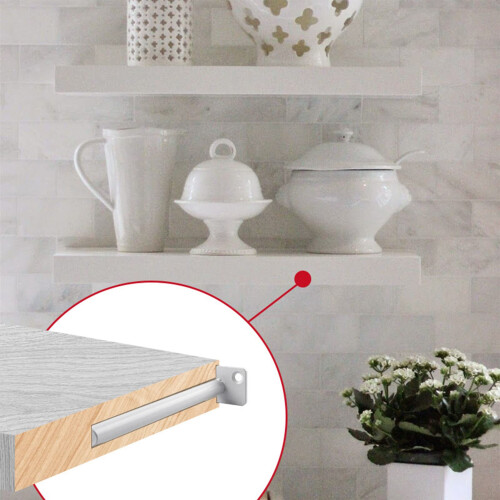4PCS Heavy Duty Floating Shelf Brackets Hidden Support Design Adjustable Metal Wall Mount Black 2