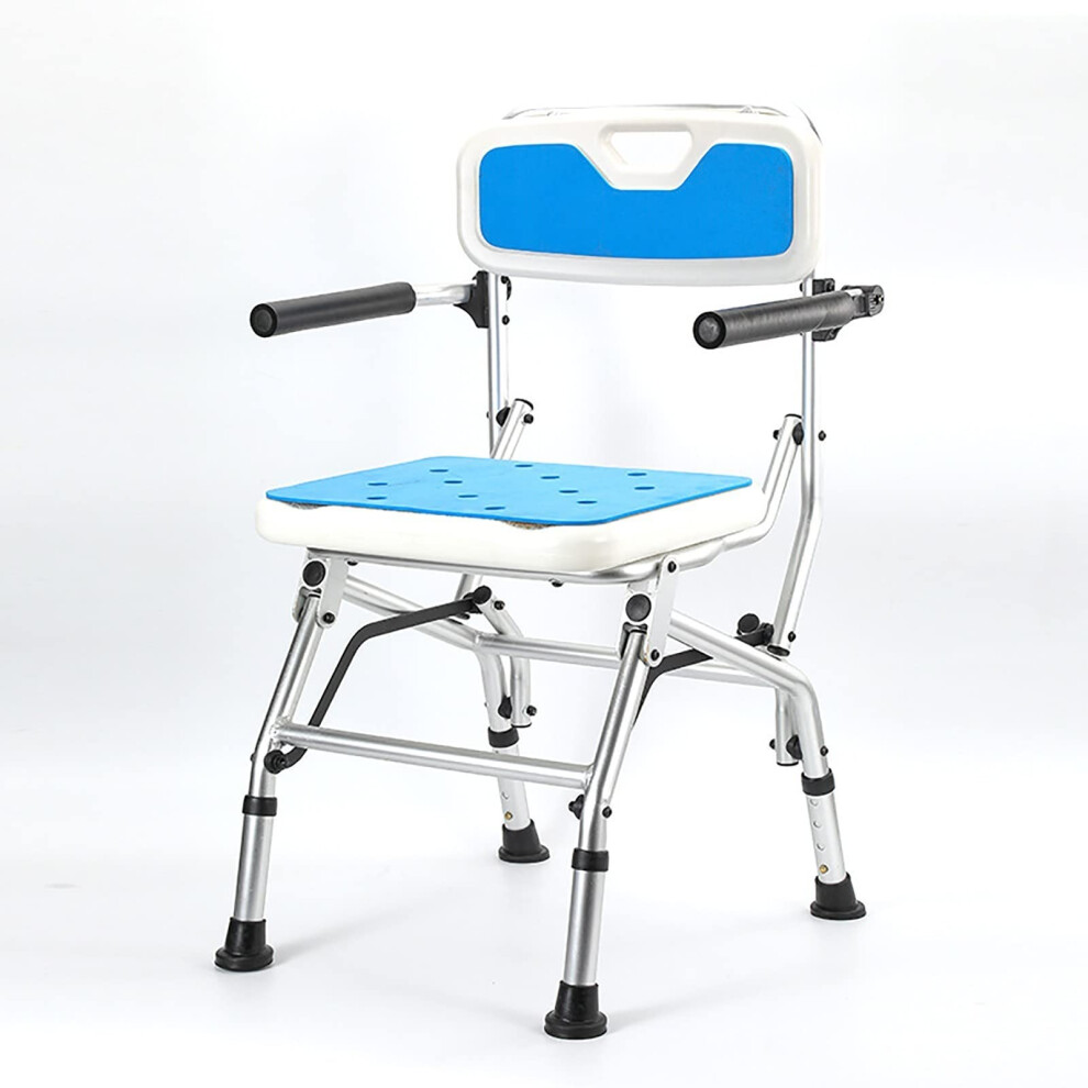 Foldable Shower Chair for Elderly with Back and Arms, Adjustable Height, NonSlip Feet, Supports 330 lbs