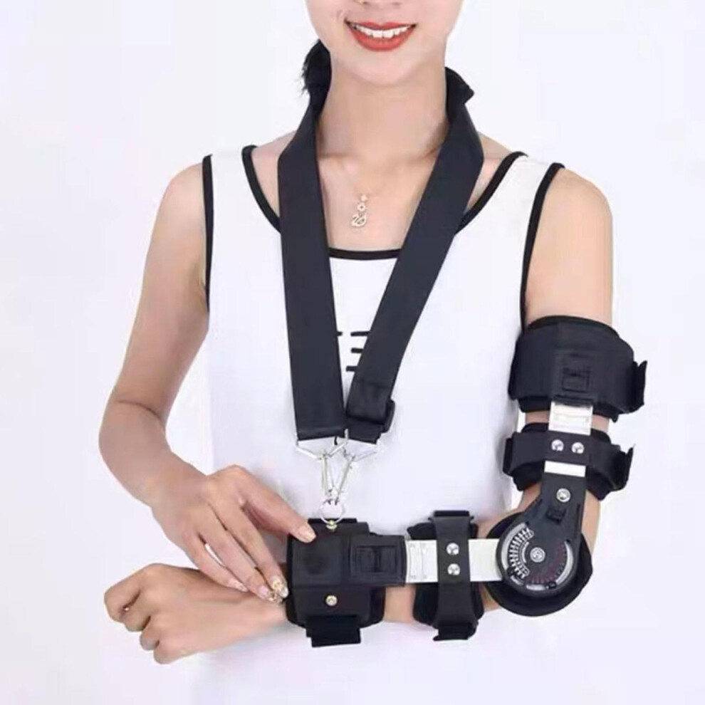 Adjustable Hinged Elbow Brace for Injury Recovery, Post Surgery Elbow Support for Left Arm