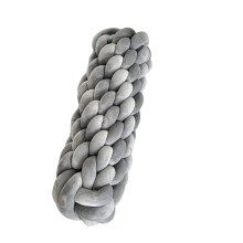 21.6 Inch Handmade Knot Throw Pillow, Soft Braided Plush Round Cushion for Couch and Bed, Modern Boho Home Decor (Light Grey)