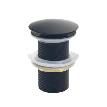 Black Pop Up Sink Drain with Overflow, Durable Brass Basin Waste Plug, OneTouch Operation
