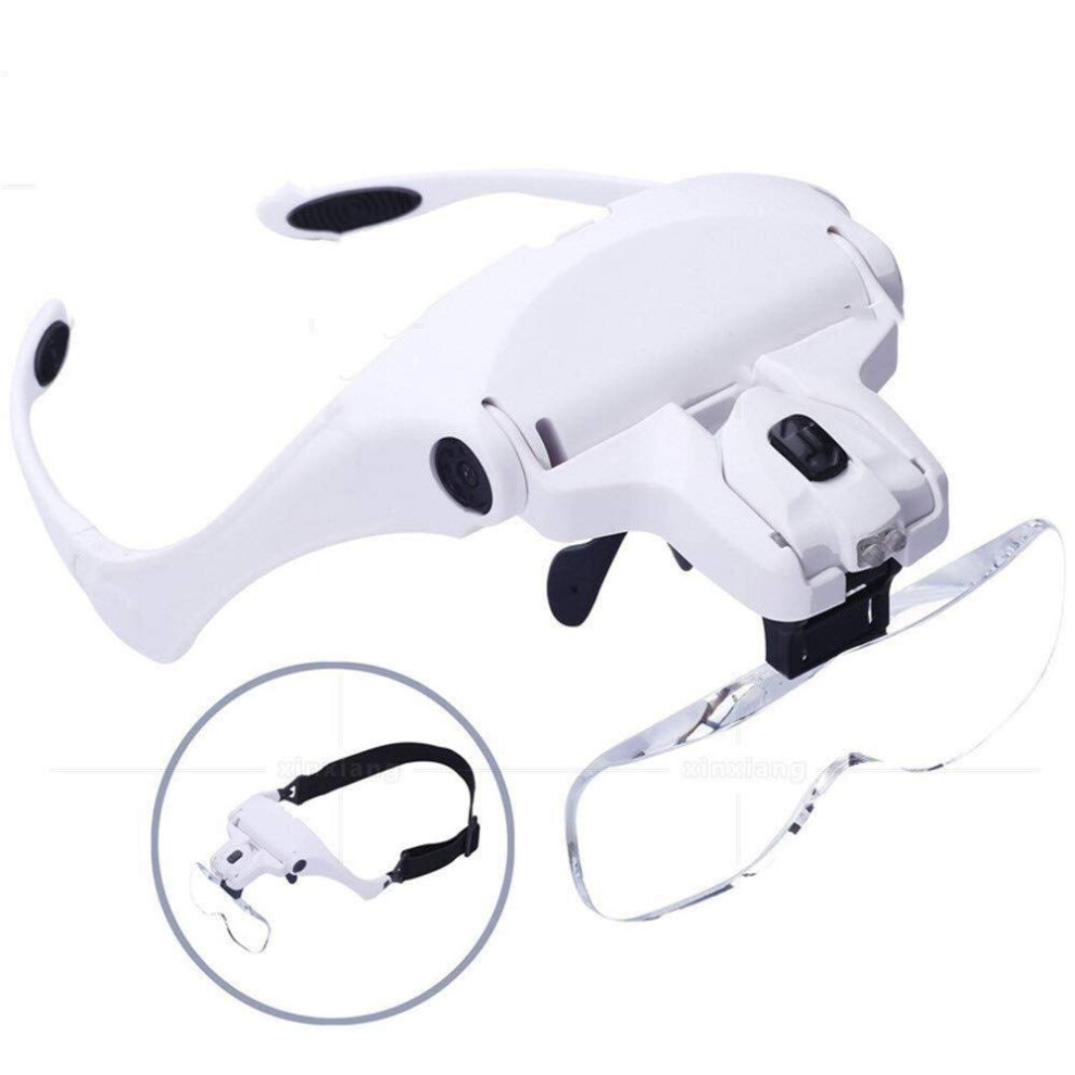 Light Headband Magnifying Glass With 5 Interchangeable Lenses And Adjustable Led For Jewelry
