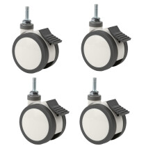 3 Inch TPR Silent Heavy Duty Caster Wheels with Dual Locking Brake, M12 Threaded Stem Swivel Industrial Set