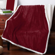 Sherpa Throw Blanket Burgundy Red 40x50 Ultra Soft Reversible Fleece for Couch and Bed