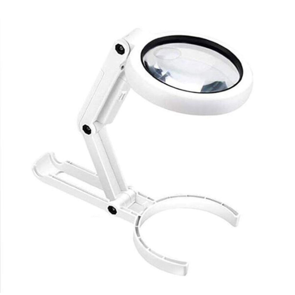 LED Magnifying Glass 5X with 8âLED Bright Illumination, Foldable Handheld and Adjustable Desktop Design for Reading Seniors