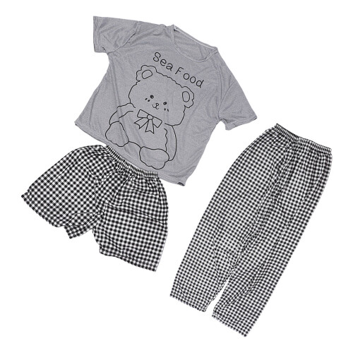 3 Piece Pajama Set - Bear Print Gray, Free Size 1