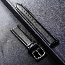 (19mm, Black) Genuine Leather Watchband Soft Material Watch Band Wrist Strap 12 14 16 18 20 21 22mm With Silver Color Stainless Steel Buckle