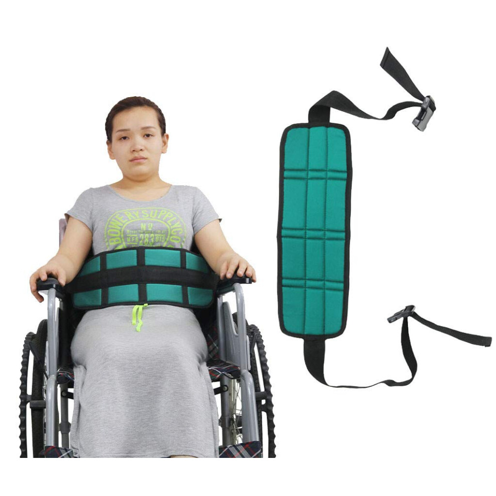 Green Wheelchair Seat Belt Adjustable Waist Support Strap With Thick Foam Padding For Elderly Patients