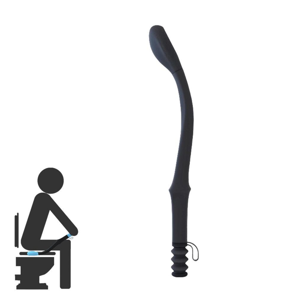 Black Long Reach Toilet Aid 15.5 Inch Self Wipe Wand With Ergonomic Handle And Paper Release For Seniors And Disabled (Black)
