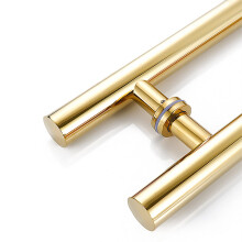 Brushed Gold Double Sided Door Pull Handles for Glass and Entry Doors, Ergonomic Round Grip, 100cm