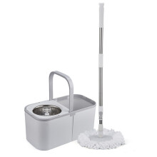 Spin Mop and Bucket Set with Wringer, 360 Rotating Head, Adjustable Stainless Handle, 4 Microfiber Refills