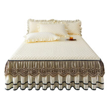 Cooling Mattress Cover with Soft Breathable Fabric, Lace Bed Skirt Set, Moisture Absorbent Design, 150x200cm