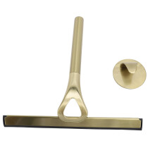 304 Stainless Steel Shower Squeegee Gold with Replaceable Silicone Blade and Hook for Streak Glass Cleaning