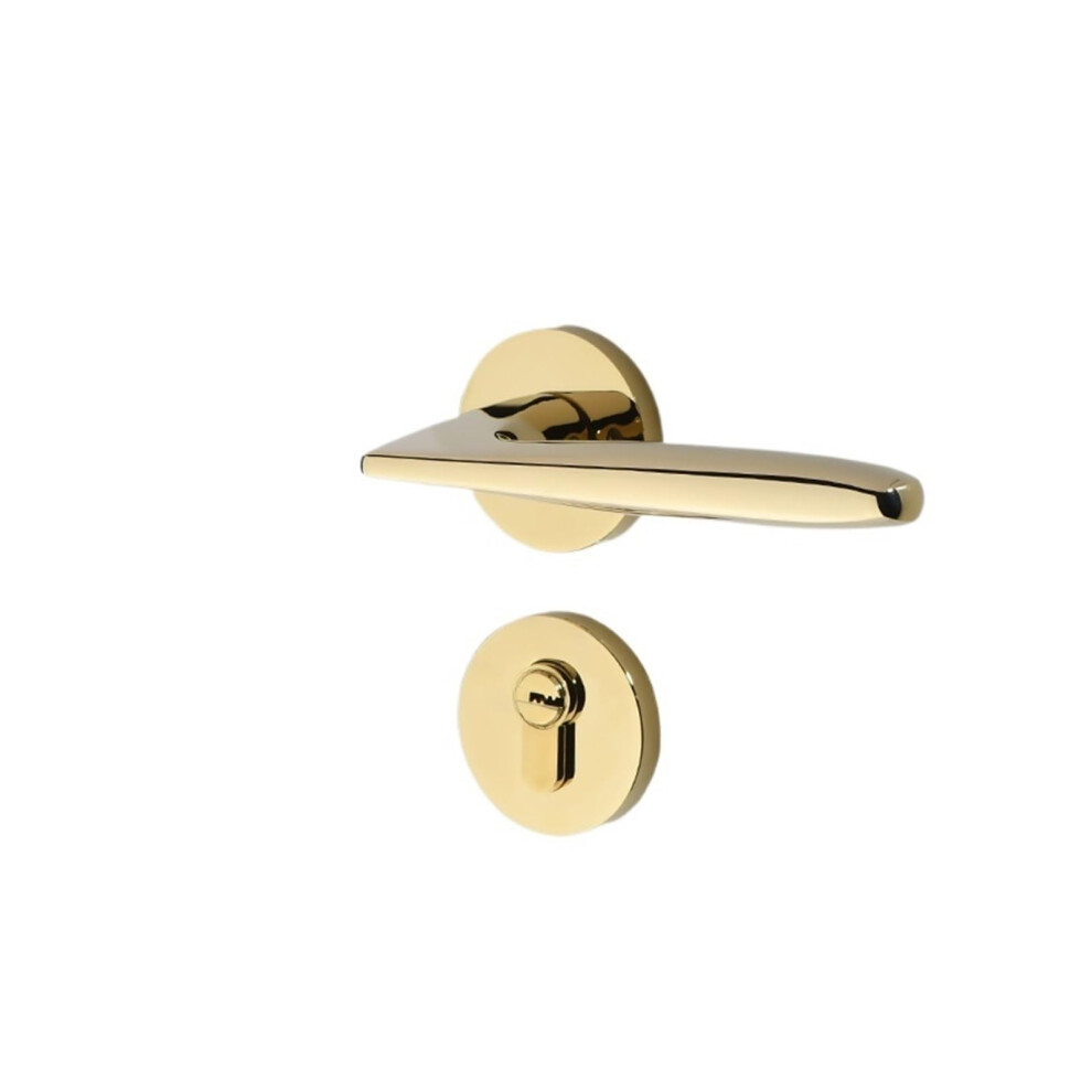 Luxury Gold Door Lock Set Magnetic Silent Keyed Interior Bedroom Handle 3550Mm Easy Install 9330225303602