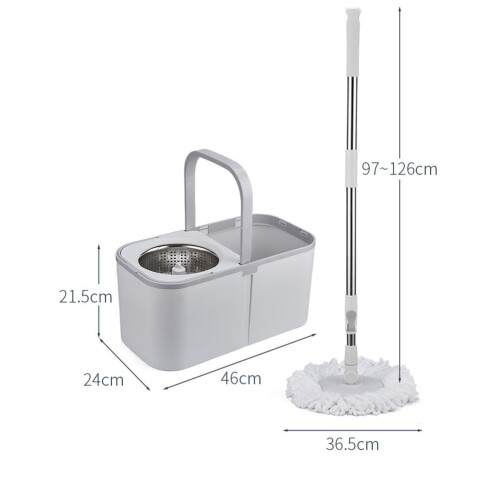 Spin Mop and Bucket Set with Wringer, 360 Rotating Head, Adjustable Stainless Handle, 4 Microfiber Refills 1