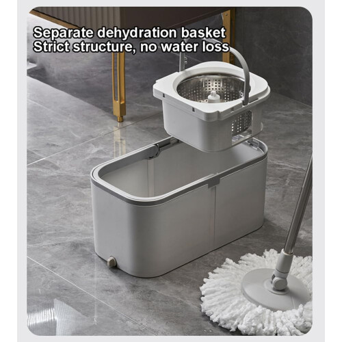 Spin Mop and Bucket Set with Wringer, 360 Rotating Head, Adjustable Stainless Handle, 4 Microfiber Refills 2