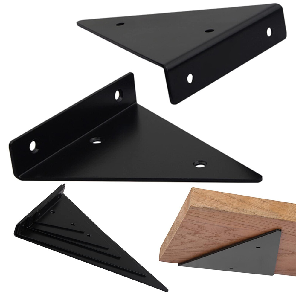 Floating Shelf Brackets 2 Pcs Black, Heavy Duty Triangle Metal Shelf Supports 3Mm Steel, RustâResistant Wall Mounted Design 9771547830801