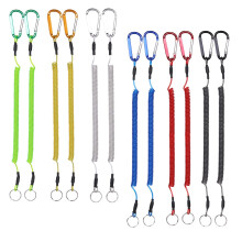 Heavy Duty Retractable Fishing Lanyard Set 12pcs Coiled Tether with Multicolor Carabiner for Tools and Boating