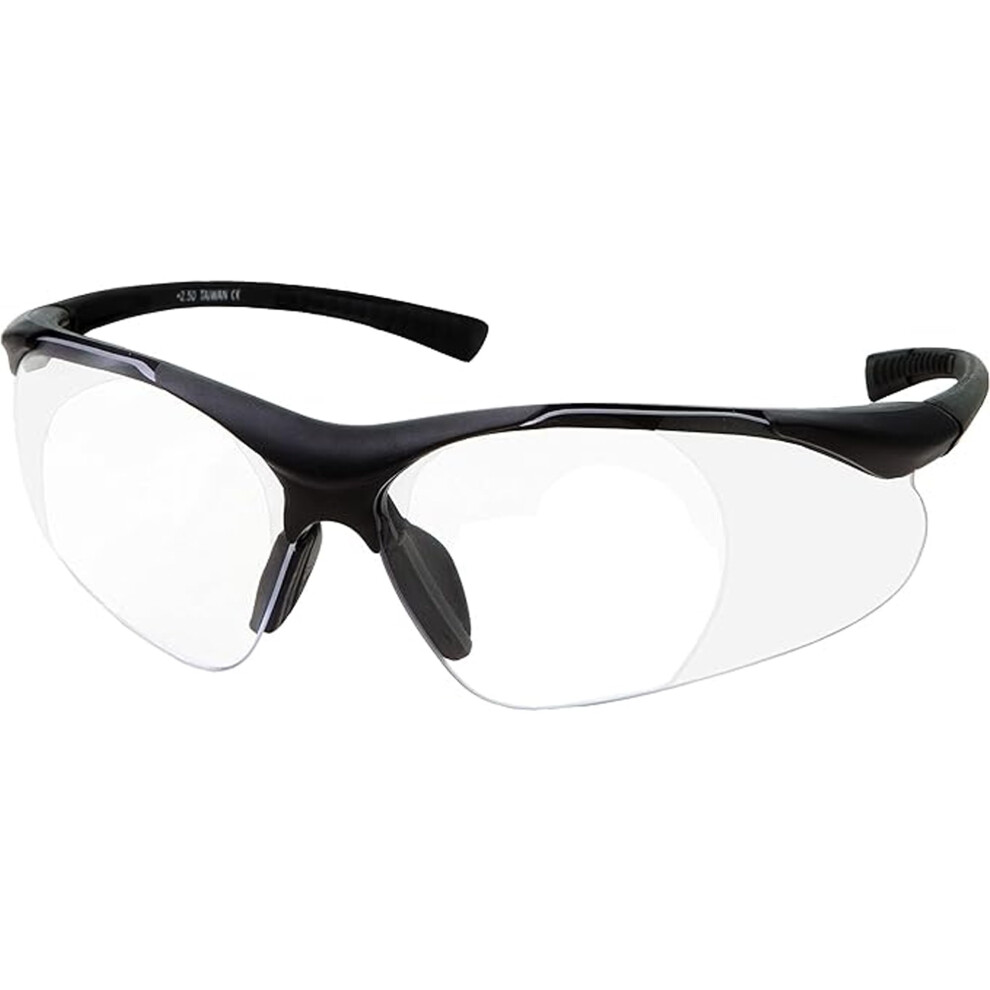 Bifocal Safety Reading Glasses +1.00 Magnification, ANSI Z87 ImpactâResistant UVâBlocking Clear Frame