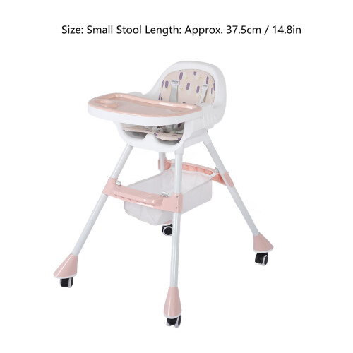 Pink Folding Baby High Chair, Double Tray, 37.5 cm 1