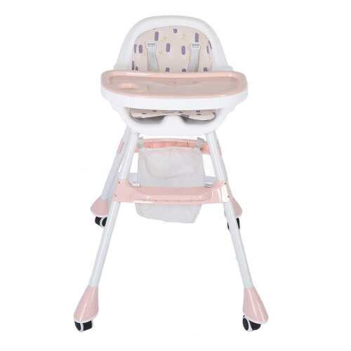 Pink Folding Baby High Chair, Double Tray, 37.5 cm 2
