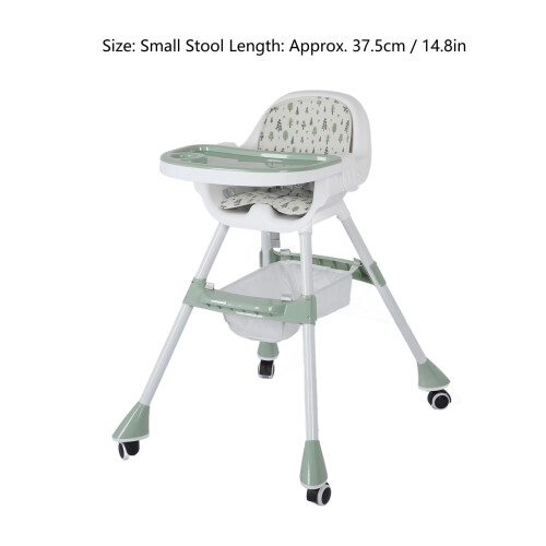 Green Folding Baby High Chair - Double Tray 37.5cm 1